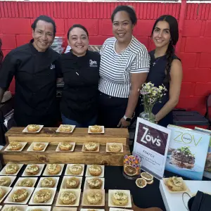 There were multiple tables sampling sweet deserts, YUMM