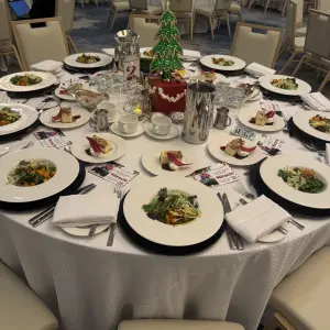 Festive table setting for a delicious luncheon.