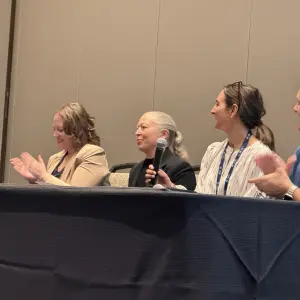 Panel: Topic, Engagement that lasts; Evolving Your Marketing Mix for Today's Shopper. Samantha Johnston, Clarks Market; Rebecca Reichardt,  Nugget Markets , Elise Kunkel, Spartan Nash'; Matt Corbin, Lowes