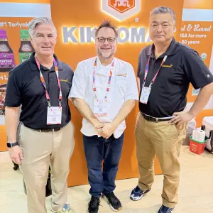 Bill Reese, AVP Retail;, Andrew Hunter, Culinary Chef, Hidekazu Yoshihashi, EVP Kikkoman Sales USA Inc. San Francisco CA