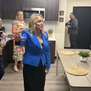 Rhonda tours the Dave Hirz Family Foundation Kitchen